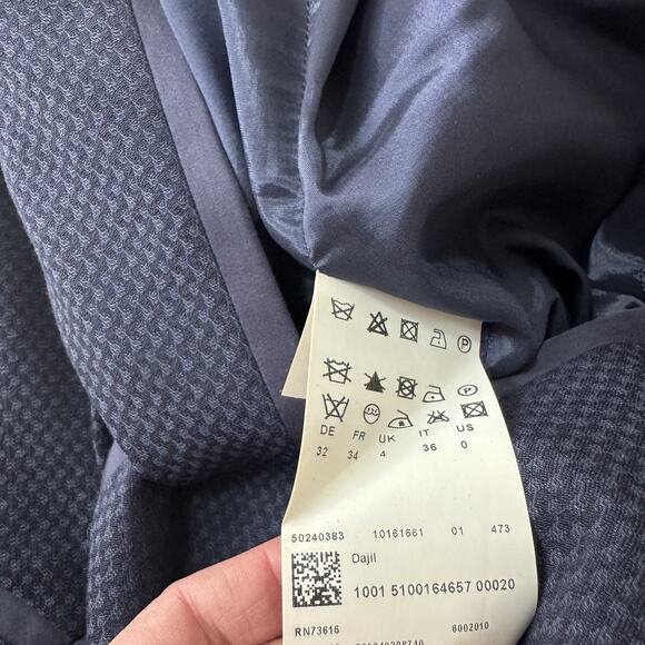 BOSS Hugo Boss $398 Virgin Wool Sheath Dress Womens 0 Navy Blue Career Cocktail - Picture 7 of 9